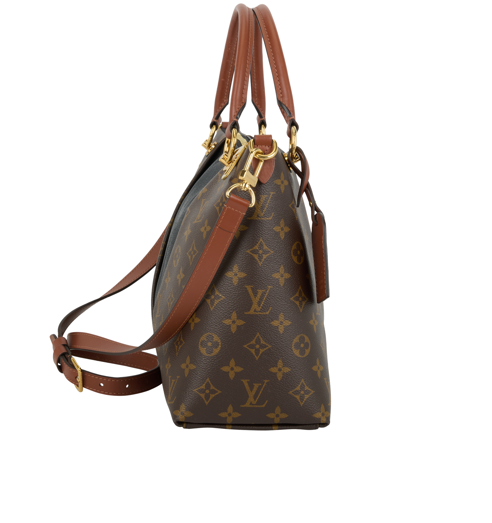 V Tote MM, &pound;950, Handbags, Black/Brown, Leather, Canvas, Side view